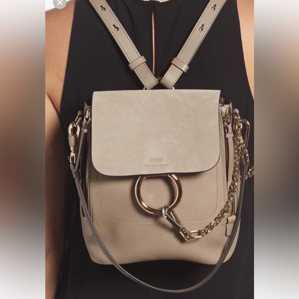 Chloe Faye Large Beige/ Ivory  Leather Backpack 100% authentic